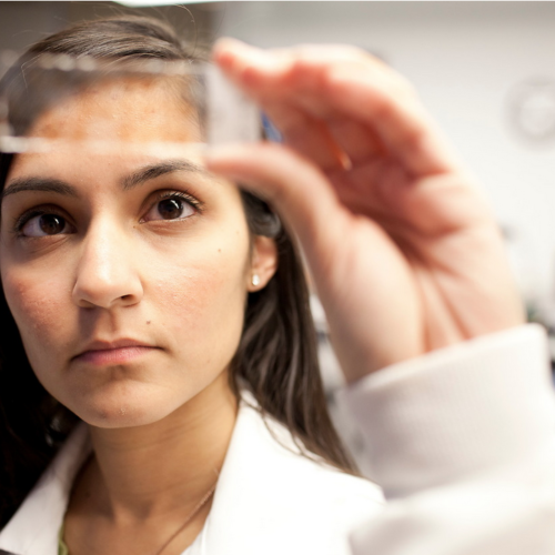 student in lab