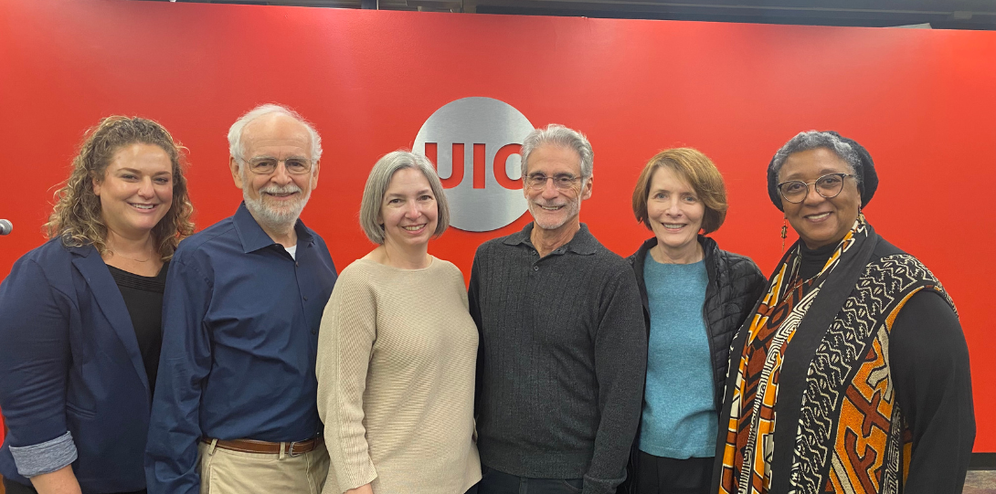 From left to right: Dr. Jessica Shaw (Faculty), Dr. Chris Keys (former UIC Psychology Dept. Head), Dr. Jamie Roitman (Dept. Head), Dr. Jorge Daruna (UIC Psychology Alumnus '71, '75, '80), Dr. Carole Spitzack Daruna, and Dr. Joan Smith Cooper ('79).