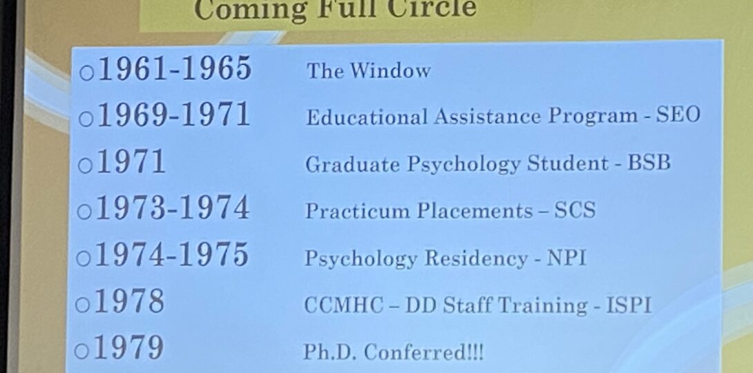 Dr. Cooper's Timeline of events leading to her PhD.